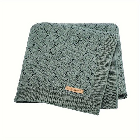 100% Bomull Enfärgad Stickad Filt Överkast Luftkonditioneringsfilt Pläd Stickad Ihålig Ung [DB]