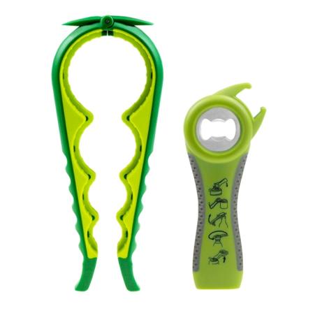 Multifunktionel flaskeåbner Dåseåbner sæt, 5-i-1 ølflaskeåbner, 4-i-1 flaskeåbner, køkkenhætte skrue Green and Yellow 2pcs