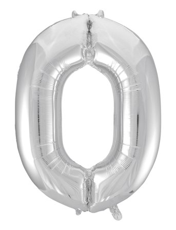 Joker | Foil Balloon Number 0 Silver 86 Cm | 86 cm