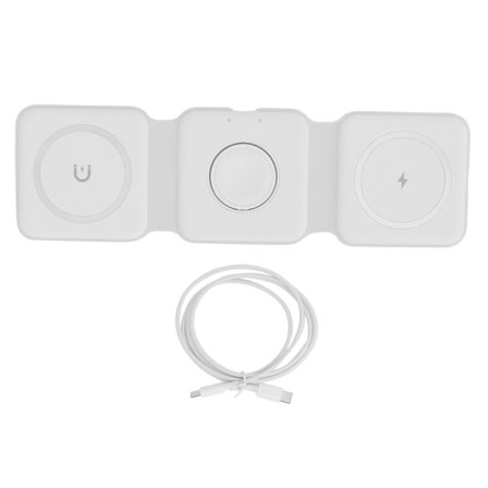 3 i 1 trådløs oplader til iPhone magnetisk foldbar 3 i 1 opladningsstation rejseoplader til flere enheder hvid