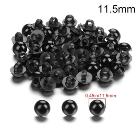 50 kpl mustat turvasilmät nukeille 11,5 mm - WELLNGS 11.5mm