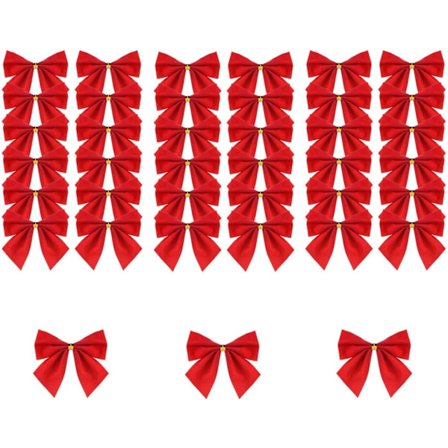 120 Stykker Jule Rødt Bånd Sløyfe Jule Sløyfe Dekorasjoner Ornamenter for Juletre Dekorering Fest Bryllup (A)