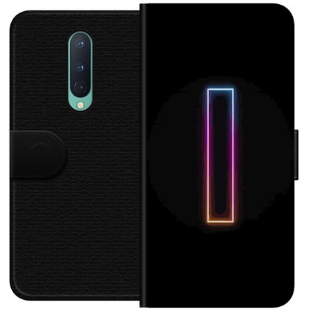 Kompatibelt Lommeboketui til OnePlus OnePlus 8 Minimalistisk neonbokstav I i regnbuefarger mot mørk bakgrunn