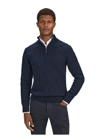 John Henric Cotton Cable Knitted Half Zipper Sweater (vidar) Tröjor Herr S