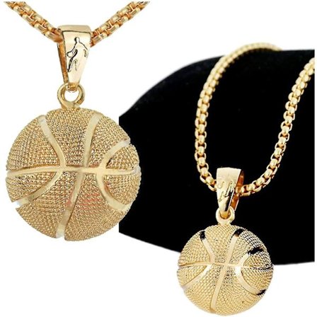 Basketball-anhengskjede, sølv eller gull hul ball basketball elskere minnesmykke sports smykker(gull)