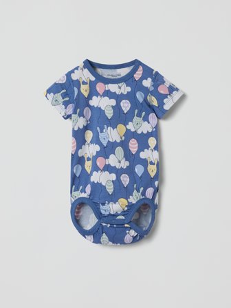 Kurzärmeliger Body, Luftballons - 80 - kinderbekleidung - blue - Polarn O. Pyret