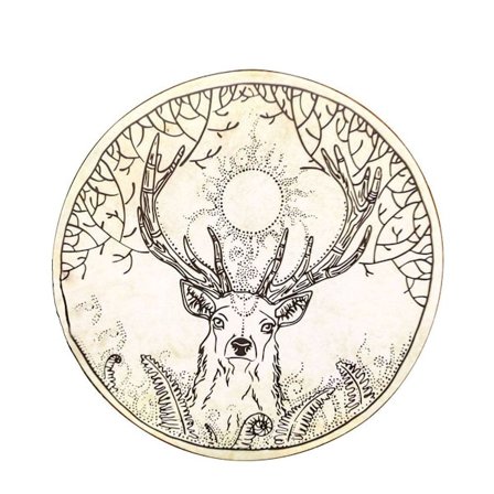 Suuri shamaanirumpu Spirit Music -käsirumpu rumpukapulalla KLB