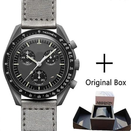 Planet Six Kvartsikello Kronografi Valoisa Näyttö Vedenkestävä Kuu Merkurius Design