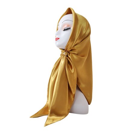 Huvudduk, stor fyrkantig scarf, enfärgad silkesscarf, dam simulerad sidenfärg, satinsatin, centralasiatisk scarf