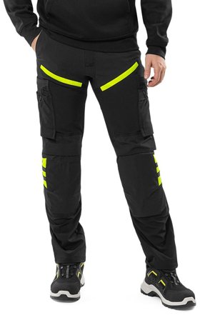 Arbetsbyxor Fristads Herr Servicebyxa stretch 2653 LWS, Svart/Neongul Arbetskläder