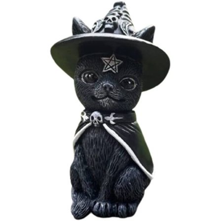 Häxhatt Ockult Katt Figur, 13,5 cm, Svart