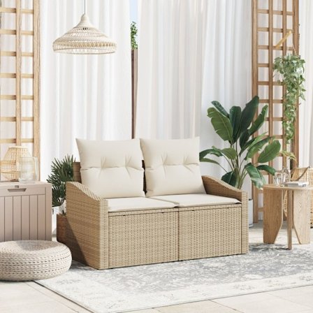 Trädgårdsoffa med kudde Beige 123 x 62 x 69cm konstrotting