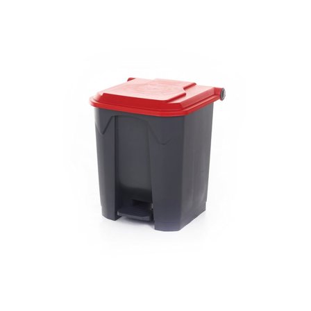 Pedal bin with coloured lid, 30 L, dark grey, red lid