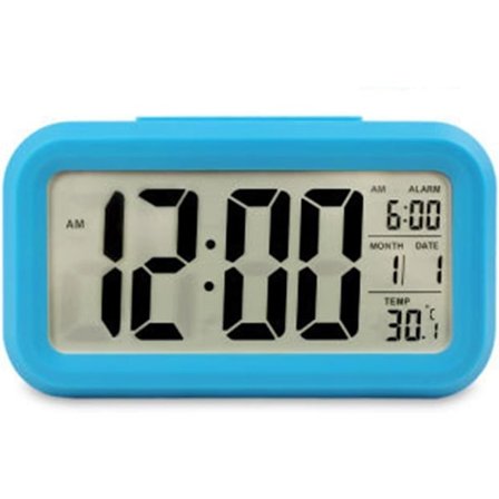 Smart LED vækkeur kreativ digital skærm stor snooze funktion med temperatur lysende elektronisk kalender blå