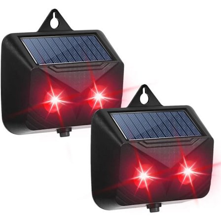 Solar Predator Repeller med 2 Röda Blinkande Lampor, Djuravskräckare för Nattaktiva Djur, Soldriven