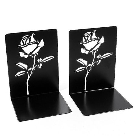 1 Par Hule Bokstøtter For Bokhyller Rose-lignende Metall Bokstøtter Bokstøtter