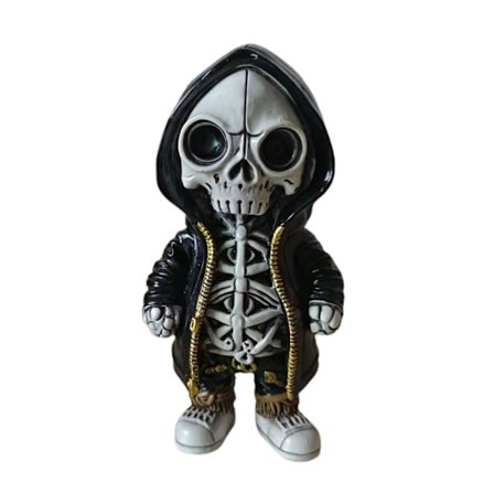 Skelettprydnader Hartsdekorationer Skrivbord Study Sovrum Konst Skulptur Dekorationer Söt skelett i hoodie Skulptur