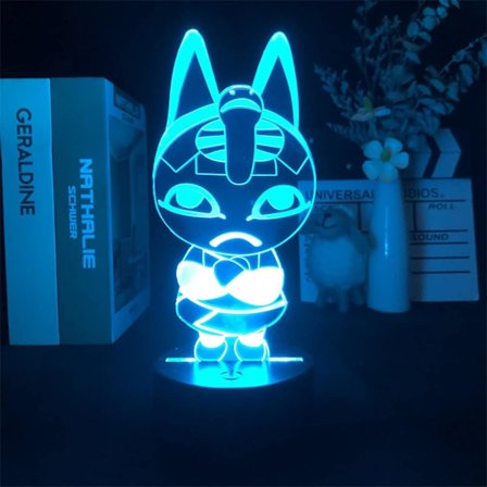 Cleopatra Animal Crossing New Horizons 3D nattlys for soveromsinnredning Søt bursdagsfargegave Led lampe Manga Kid Love Present