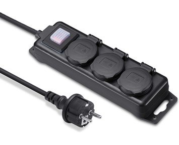 Andersson-3-way outdoor power strip IP44, 3m black-Treveis skjøteledning til utendørsbruk-Power-Skjøteledninger