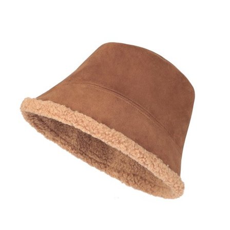 Kunstig ruskind hat hue hætte plys vendbar vinter hat bomuld udendørs hat (brun)