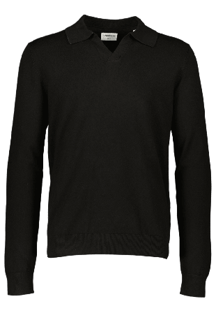 Lindbergh Ecovero L/S v-neck polo Knit Överdelar Herr Svart XL