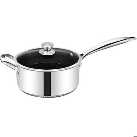 Kastrull 24 cm Non-stick Björkakulor med Lock Cheffinger Silver