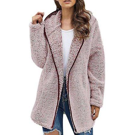 Dam Casual Solid Lapel Långärmad Tröja Vinter Höst Tjock Bekväm Lång