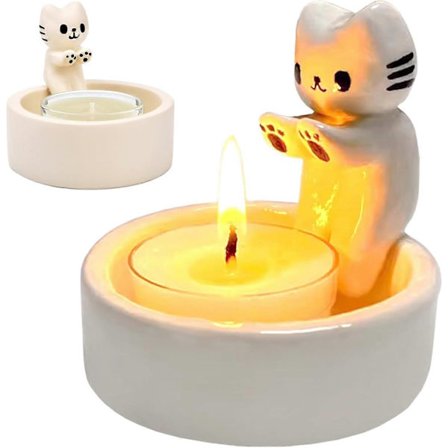 Katt Ljusstake Te Ljusstake Kattunge, Varma Tassar Katt Ljusstake Katt Dekorationer Te Ljusstake, Kattpresenter För Kattälskare