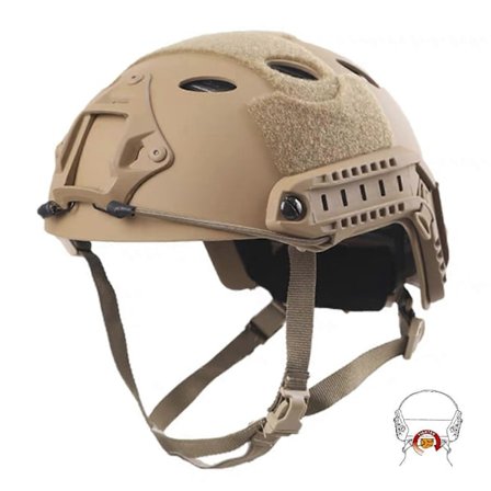 Taktisk Hjelm Airsoft PJ Type Rask Hjelm med NVG Feste, Briller Inkludert, CQB Paintball Klar, Militær Stil