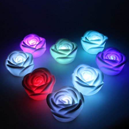 6 stk LED Rose Stearinlys Flameless, Fargerike Flimrende Sterke Varmelys Batteridrevne, Varer 3X Lengre, Falske Stearinlys Varmelys for Barer Kafeer