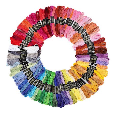 Tinksky 100 stk 8m flerfarget bomull korssting broderigarn tråd sytråd (tilfeldig farge)