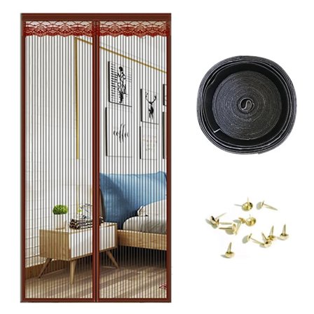 Flugmagnetdörr, fluggardinmagnet balkongdörr utan borrning, insektsskyddsgardin, myggnätsdörr, (80*200cm)