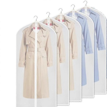 Genomskinliga Klädpåsar för Förvaring av Klänningar 140 cm Rockpåsar med Dragkedja i Full Längd för Klädförvaring i Garderob, Set om 5