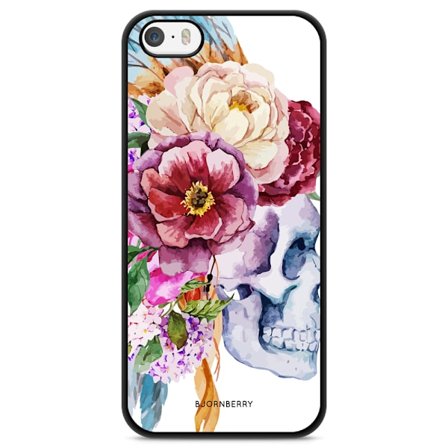 Bjornberry Skal iPhone 5/5s/SE (2016) - Dödskalle Blommor
