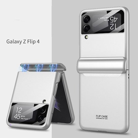 Samsung Z Flip 4 telefondeksel, integrert beskyttelsesdeksel, hvit