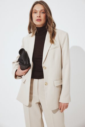 NA-KD Oversized Twill Blazer - Oversized Blazer - Beige - EU 42