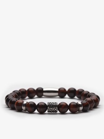 John Henric Men's Brown Beaded Bracelet Tamworth Size 22cm