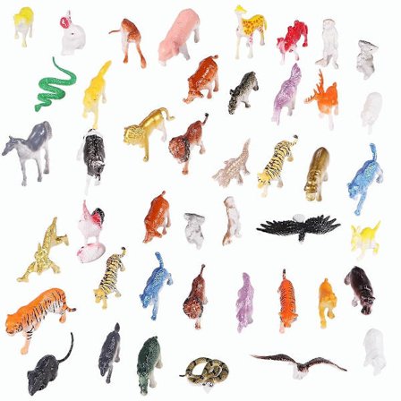 44 kpl 3-osainen setti jäljitelmä villieläinmalleja, kiinteät muovifiguurit työpöydälle, puutarhaan, toimistoon ja opetuslelut, jotka ovat 
