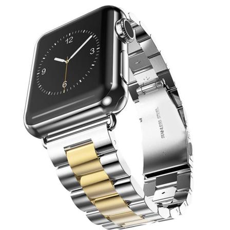 Apple Watch 4 - 40mm - Stilren Länk i Rostfritt Stål ROYBEN Guld/Silver