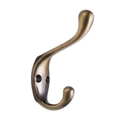 5 stk Dobbelt-Tand Robe Krog, Antik Væghængte Kroge Robe Vintage Kroge Hængere Stor Heavy Duty - Antik Messing