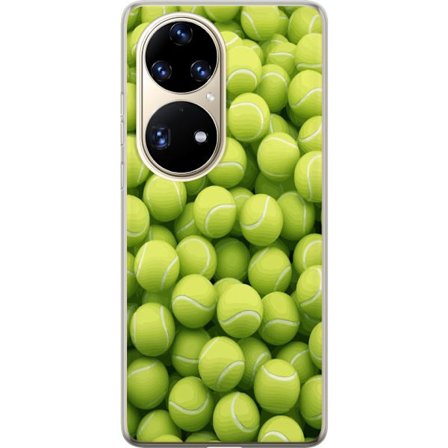 Kompatibel Mobilcover til Huawei Huawei P50 Pro Mønster af grønne tennisbolde i høj detalje, sporty motiv med gentagende tekstur og stærke farver
