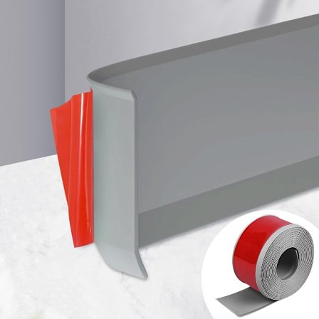 ING Fleksibel fodliste - Blød fodliste - Længde: 5 meter, Bredde: 10 centimeter - Selvklæbende fodliste - PVC fodliste