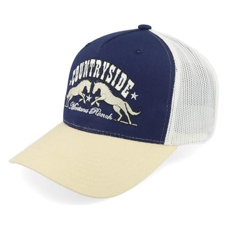 Wild Spirit - Blå trucker Caps - Countryside Montana Ranch Navy/Ivory/Sand A-frame @ Hatstore