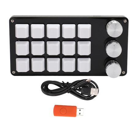 Mini Anpassad Tangentbord 15 Tangenter 3 Knoppar Programmerbar Blå Switch Hot Swappable Programmering Makro Tangentbord för Datorspel