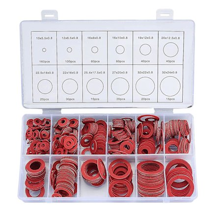 600 st Fibre Washer Assorterat Kit 12 Storlekar Röd Stålpapper Fiber Flat Washer Kit Flat Ring Seal Assortment Kit (FMY)