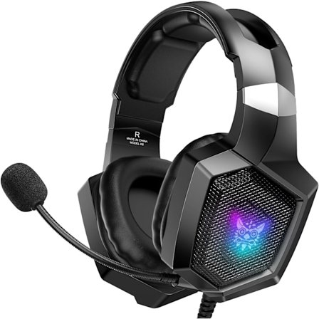 Gamingheadset med mikrofon, spelhörlurar kompatibla med PS4 PS5 Xbox PC med RGB-lampor, Playstation-headset med brusreducering