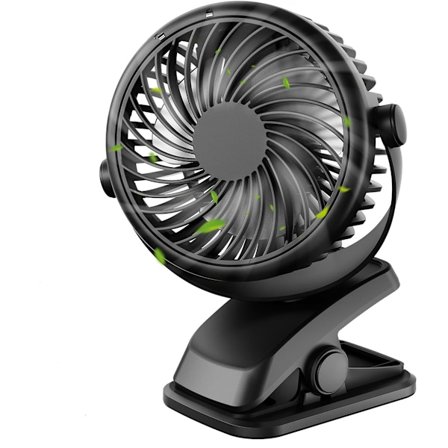 Cool Beach Fan, 12 timers langvarig køling | Bærbar ventilator | 3 vinddrevne hjul + 720° panorama lufttilførsel | 30dB støjsvag + opladning