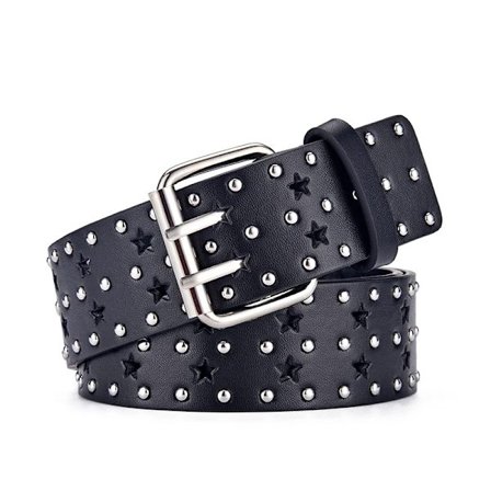 Women's Star Hollow Belt Fashion Double Row Needle Buckle Women's Belt Paired with Jeans Men's Belt Rock Punk Y2K Style
