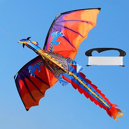 Stor 3D Nylon Drage Kite Flygende Drage med 100m Line Familie Utendørs Sportsleke