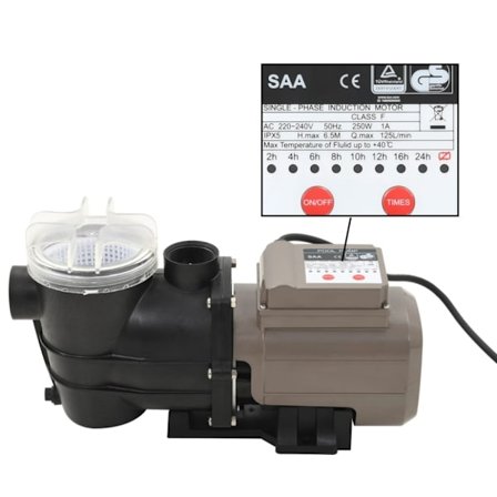 Poolpump med timer svart 0,25 HK 8000 L/tim